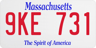 MA license plate 9KE731
