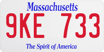 MA license plate 9KE733