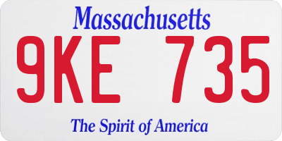 MA license plate 9KE735