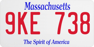 MA license plate 9KE738