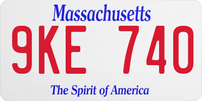 MA license plate 9KE740