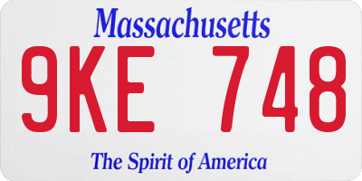 MA license plate 9KE748