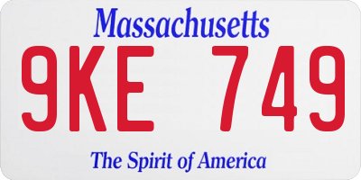 MA license plate 9KE749