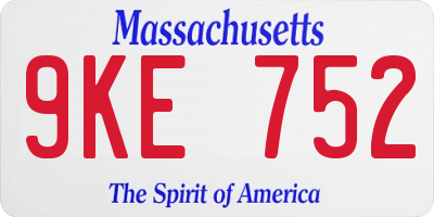 MA license plate 9KE752