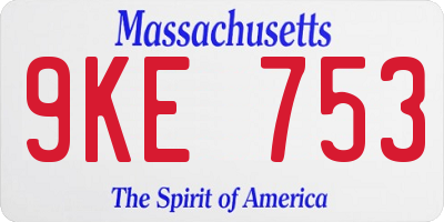 MA license plate 9KE753