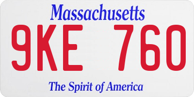 MA license plate 9KE760