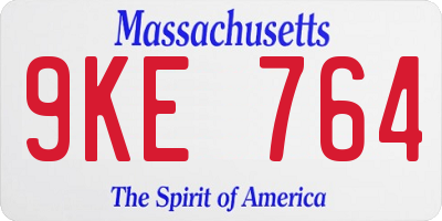 MA license plate 9KE764