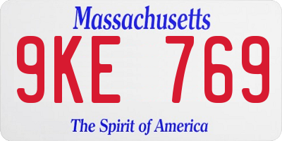 MA license plate 9KE769