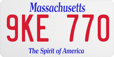 MA license plate 9KE770