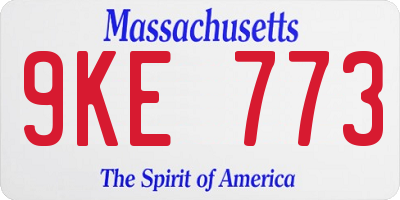 MA license plate 9KE773