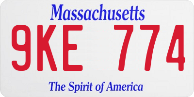 MA license plate 9KE774