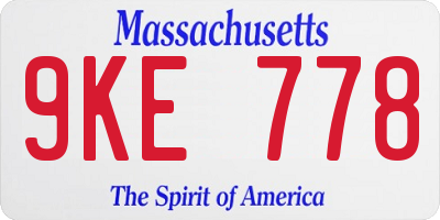 MA license plate 9KE778