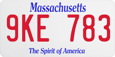 MA license plate 9KE783