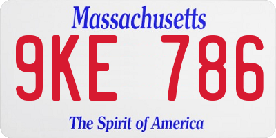 MA license plate 9KE786