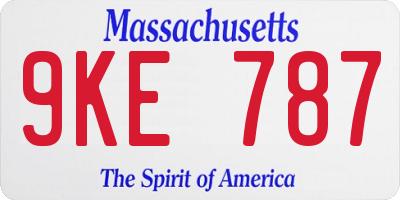 MA license plate 9KE787