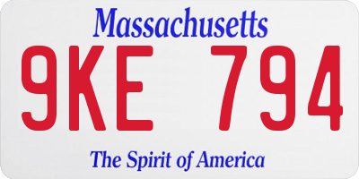 MA license plate 9KE794
