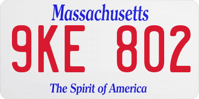 MA license plate 9KE802