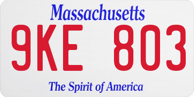 MA license plate 9KE803