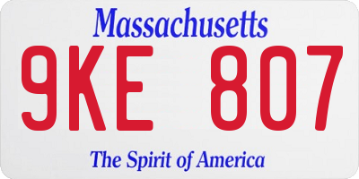 MA license plate 9KE807