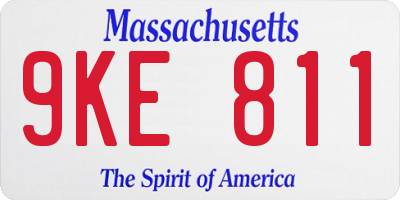 MA license plate 9KE811