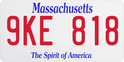 MA license plate 9KE818
