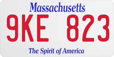 MA license plate 9KE823