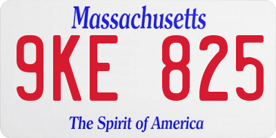 MA license plate 9KE825