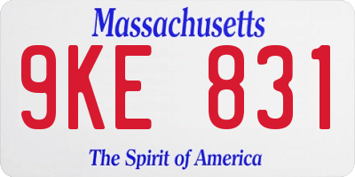 MA license plate 9KE831
