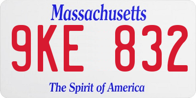 MA license plate 9KE832