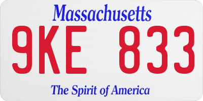 MA license plate 9KE833