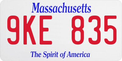 MA license plate 9KE835