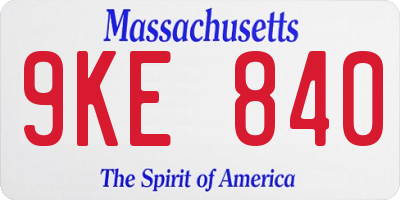 MA license plate 9KE840