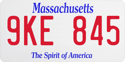 MA license plate 9KE845
