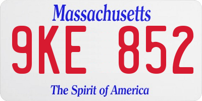 MA license plate 9KE852