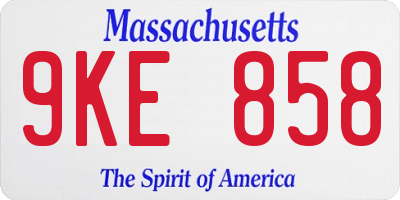 MA license plate 9KE858