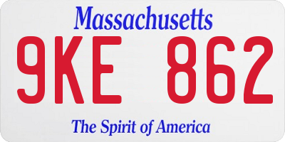 MA license plate 9KE862
