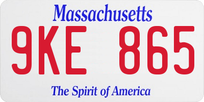 MA license plate 9KE865