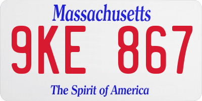 MA license plate 9KE867