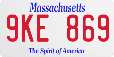 MA license plate 9KE869