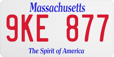 MA license plate 9KE877