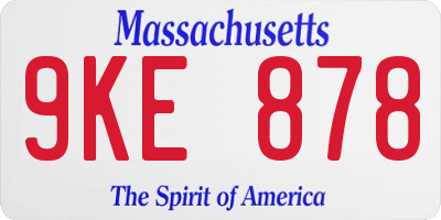 MA license plate 9KE878