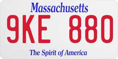 MA license plate 9KE880