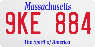 MA license plate 9KE884