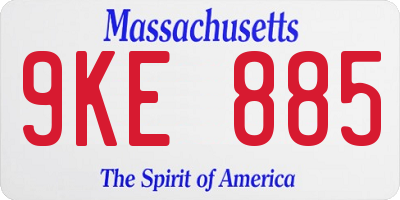 MA license plate 9KE885