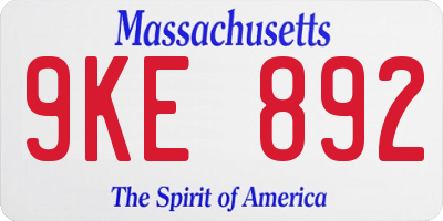 MA license plate 9KE892