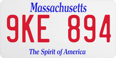 MA license plate 9KE894