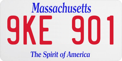 MA license plate 9KE901