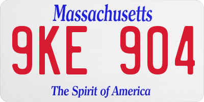 MA license plate 9KE904