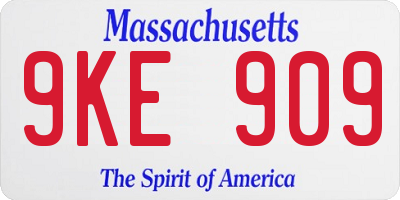 MA license plate 9KE909
