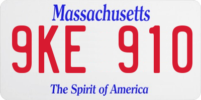 MA license plate 9KE910